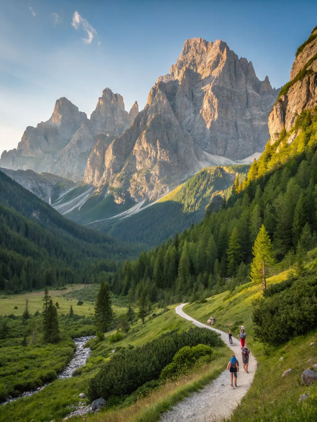 A scenic drone shot of a group of hikers traversing a well-marked trail in a remote mountain range, highlighting the safe and verified routes offered by Xtrem Reboot.