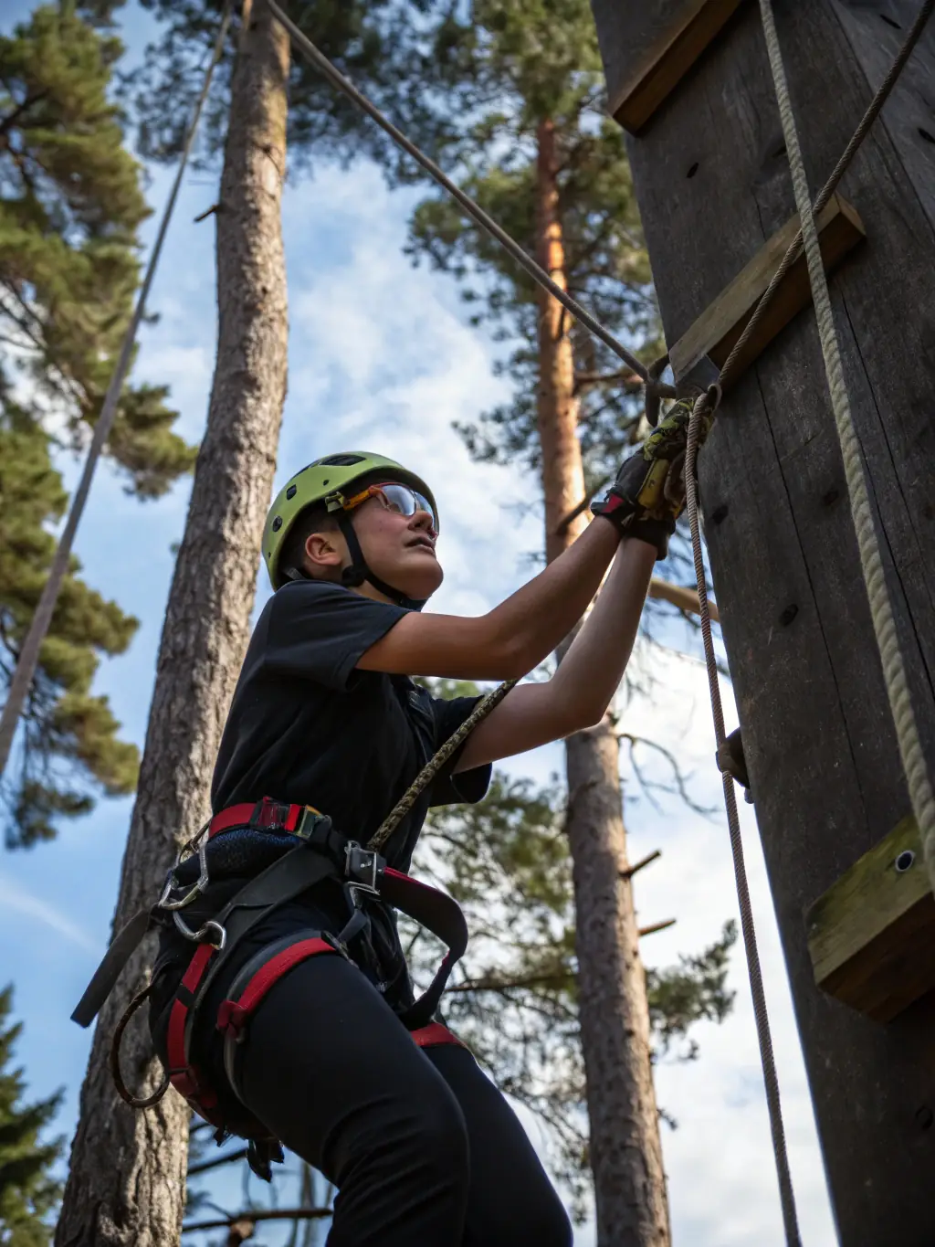 A photograph of a smiling adventure guide helping a climber ascend a rock face, showcasing the vetted provider network of Xtrem Reboot.